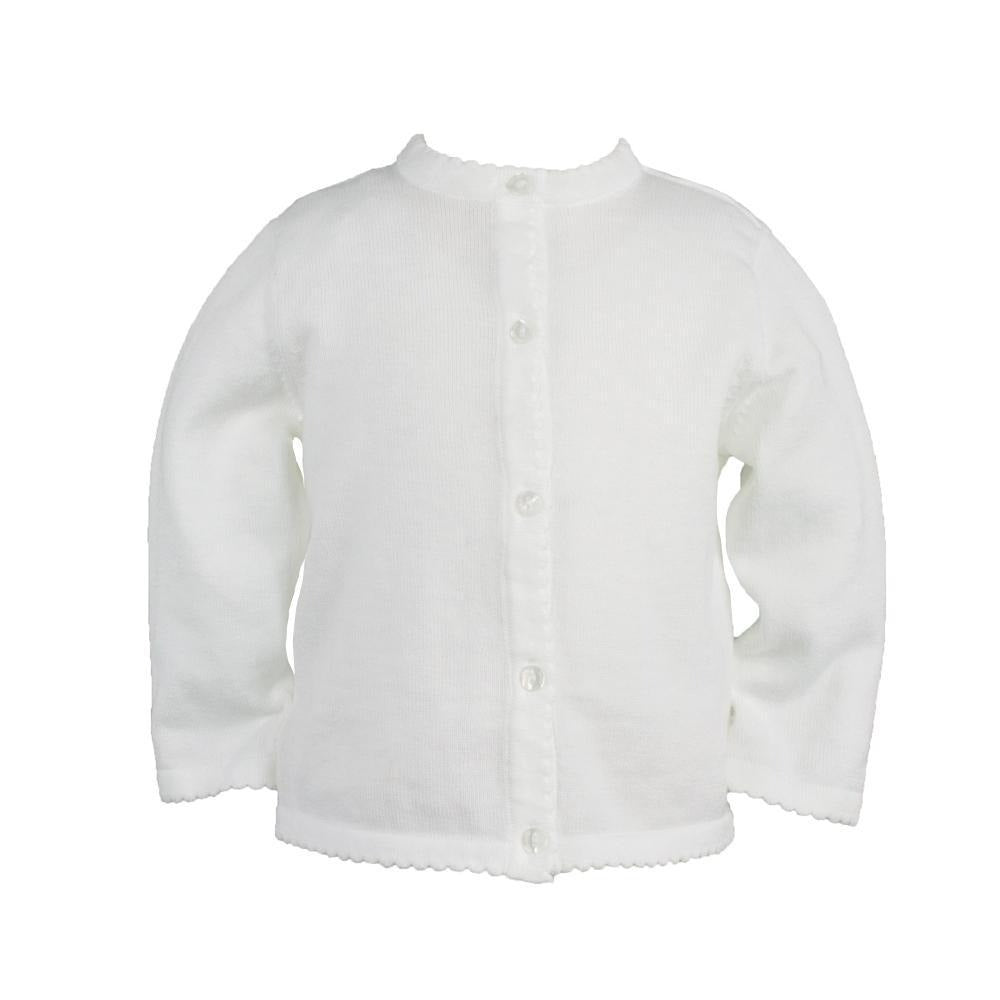 White Scallop-Edge Sweater by Petit Ami