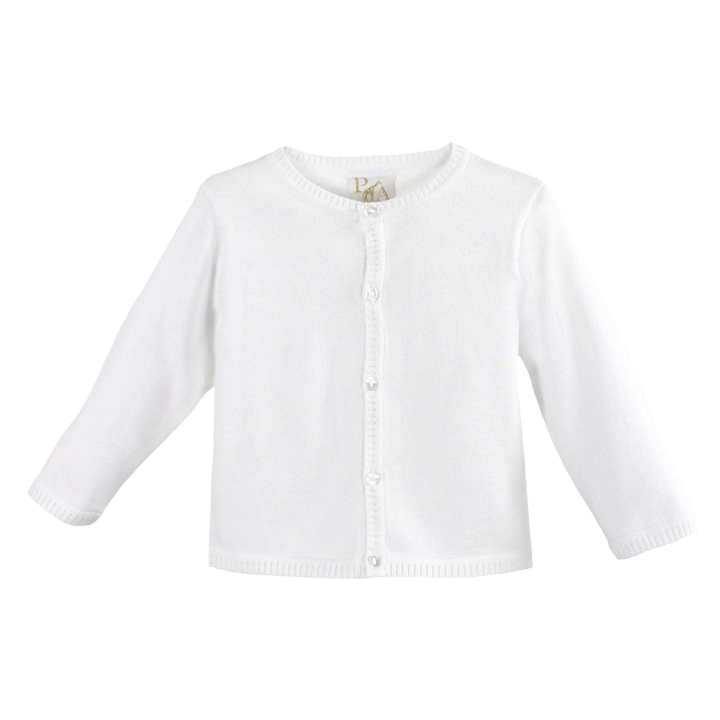 White Unisex Cardigan Sweater by Petit Ami