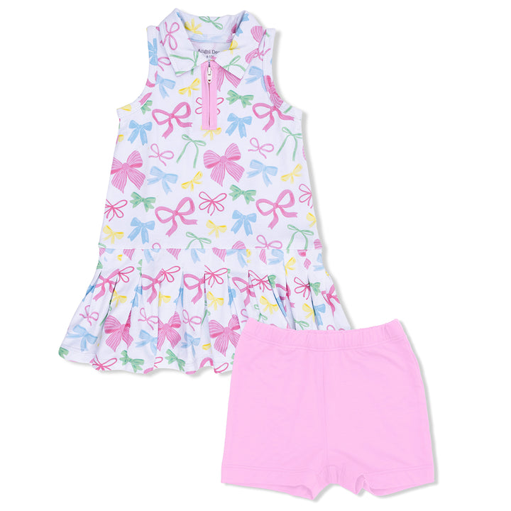 Sweet Bows Polo Tennis Dress with Cartwheel Shorts by Angel Dear