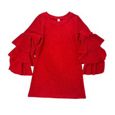 Red Tiered-Sleeve Dress by ML Kids