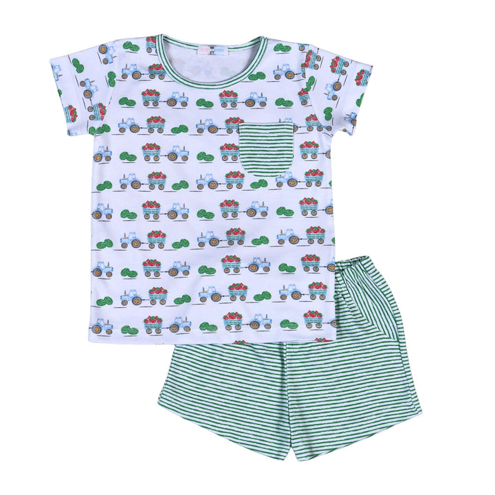 Tractors and Melons Short Set by Baby Loren