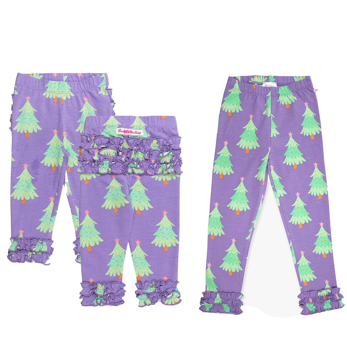 Purple Twinkling Trees Leggings by RuffleButts