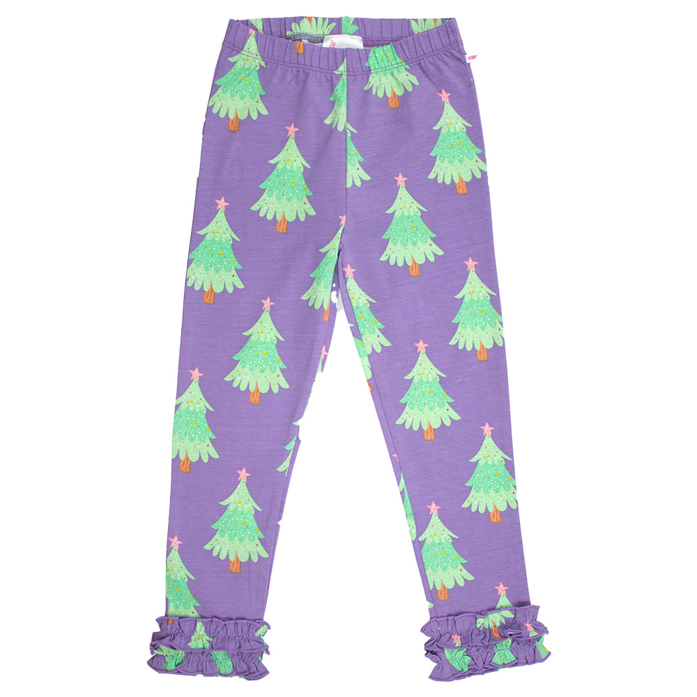 Purple Twinkling Trees Leggings by RuffleButts