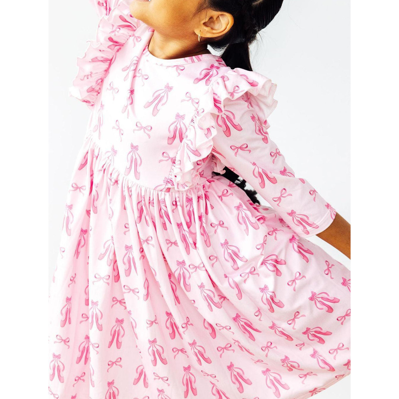 Twirling en Pointe Ruffle Sleeve Twirl Dress by Mila & Rose
