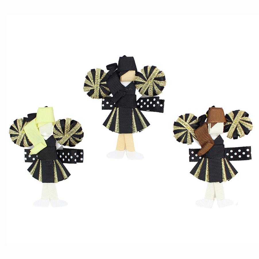 Gold/Black Cheerleader Sculpture Bow (3 hair colors)