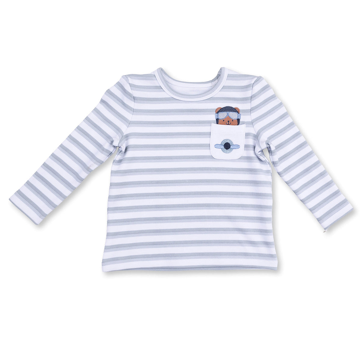 Vintage Airplane Pilot Appliqued Pocket Shirt by Angel Dear