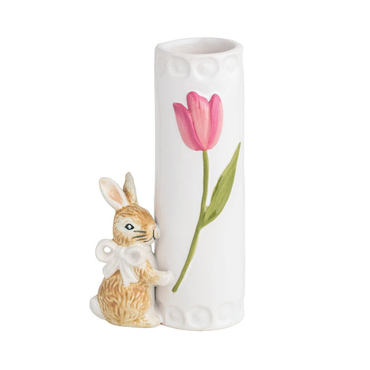 White Bow Easter Bunny Bud Vase by Mud Pie
