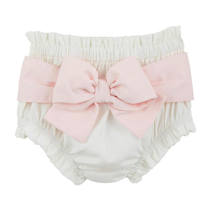 Mud Pie White Diaper Cover with Pink Bow