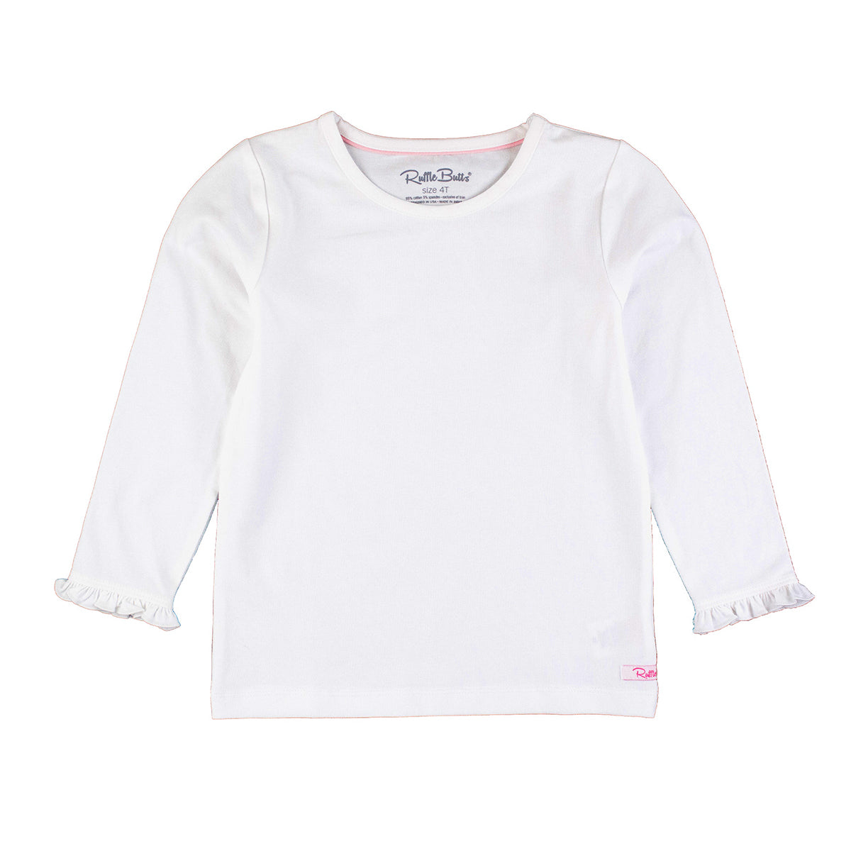 White Knit Long-Sleeve Ruffle Layering Tee by RuffleButts