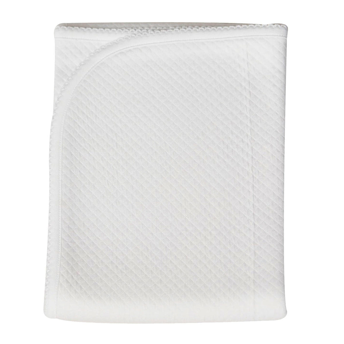 White Picot Trim Milano Quilted Blanket by Nellapima