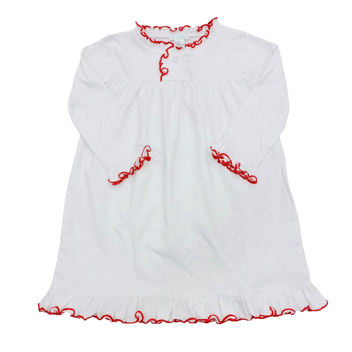 White with Red Trim Pima Christmas Morning Dress by La Luna