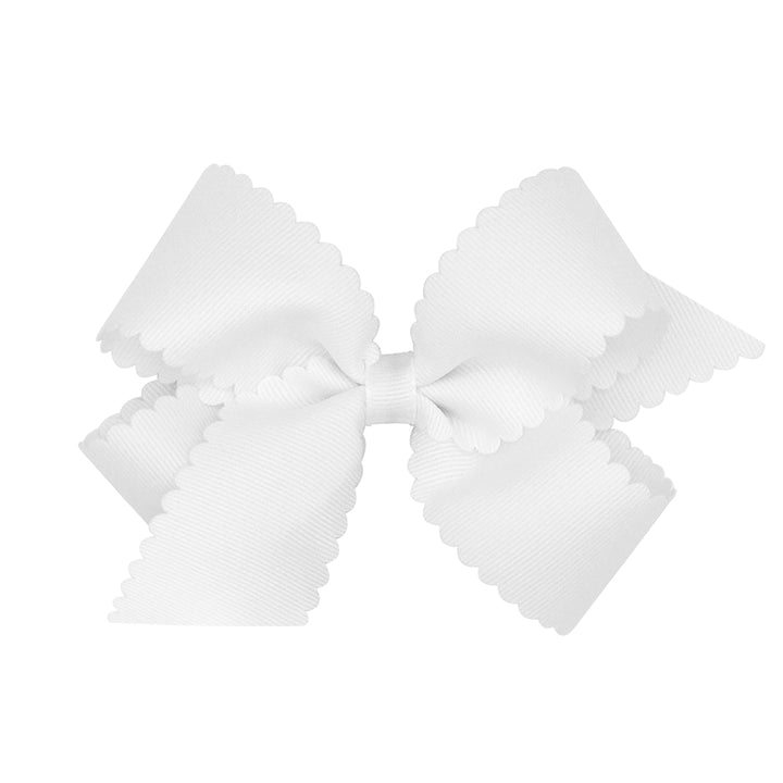 White Grosgrain Bow with Scalloped Edge by Wee Ones (2 Sizes)