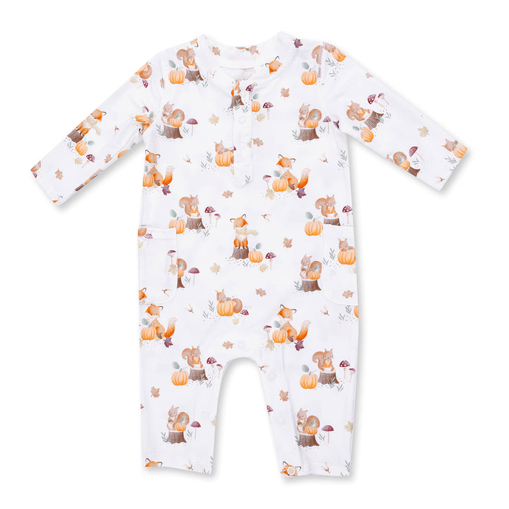 Woodland Animals with Pumpkins Romper by Angel Dear