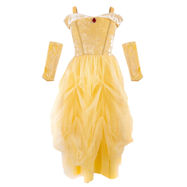 Velvety Soft Yellow Princess Gown with Arm Warmers by Great Pretenders