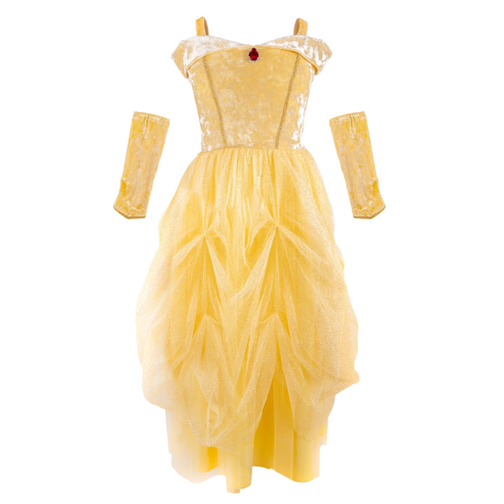 Velvety Soft Yellow Princess Gown with Arm Warmers by Great Pretenders