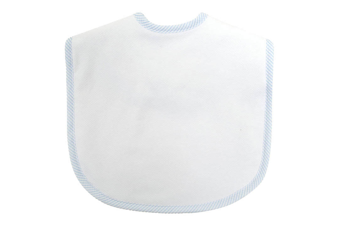 3 Marthas Large Pique Bib - Blue Seersucker Stripe