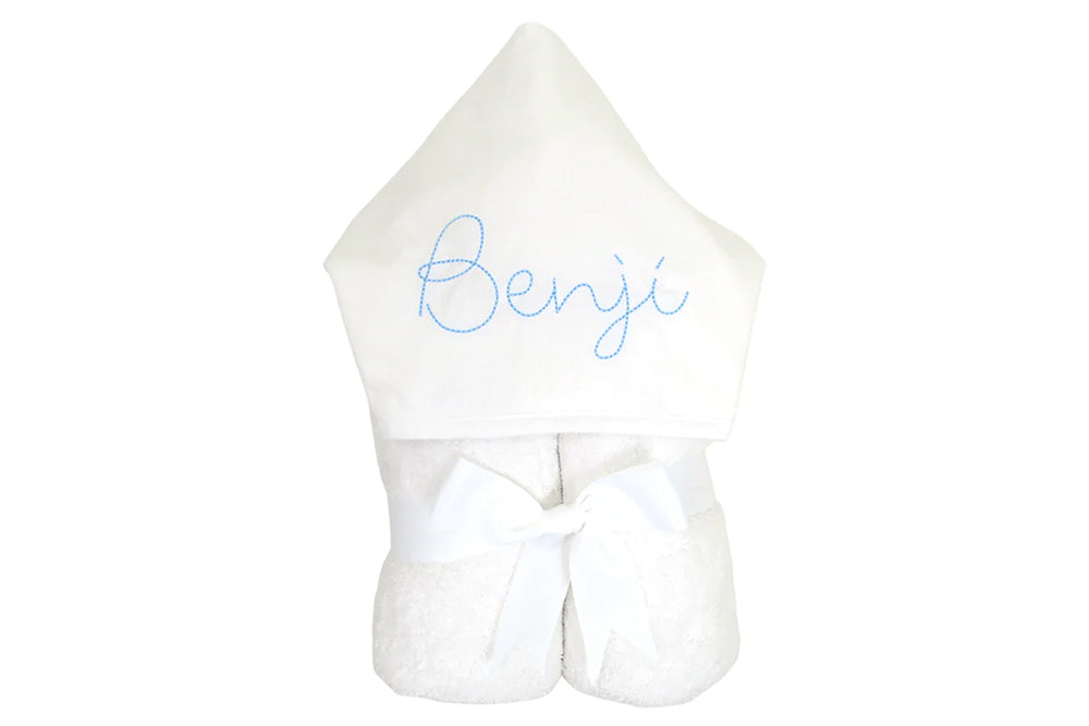 White Seersucker Everykid Hooded Towel by 3 Marthas
