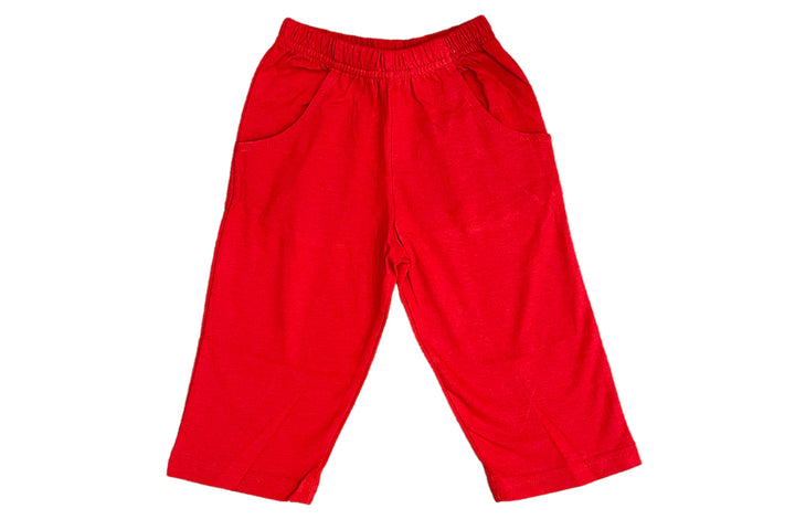 Luigi Boy Jersey Pants with Pockets- Deep Red