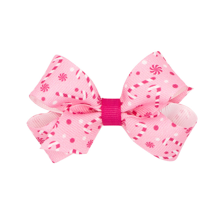 Wee Ones Christmas Peppermint Print Grosgrain Bow (3 Sizes)