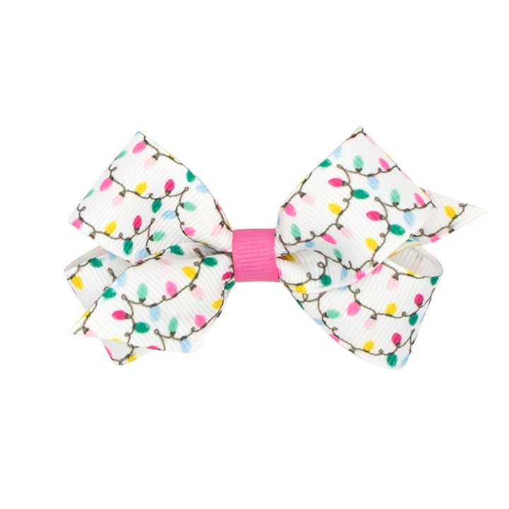 Wee Ones Christmas Lights Print Grosgrain Bow (2 Sizes)