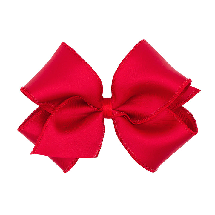 Red Jewel Satin with Grosgrain Overlay Bow by Wee Ones (2 Sizes)