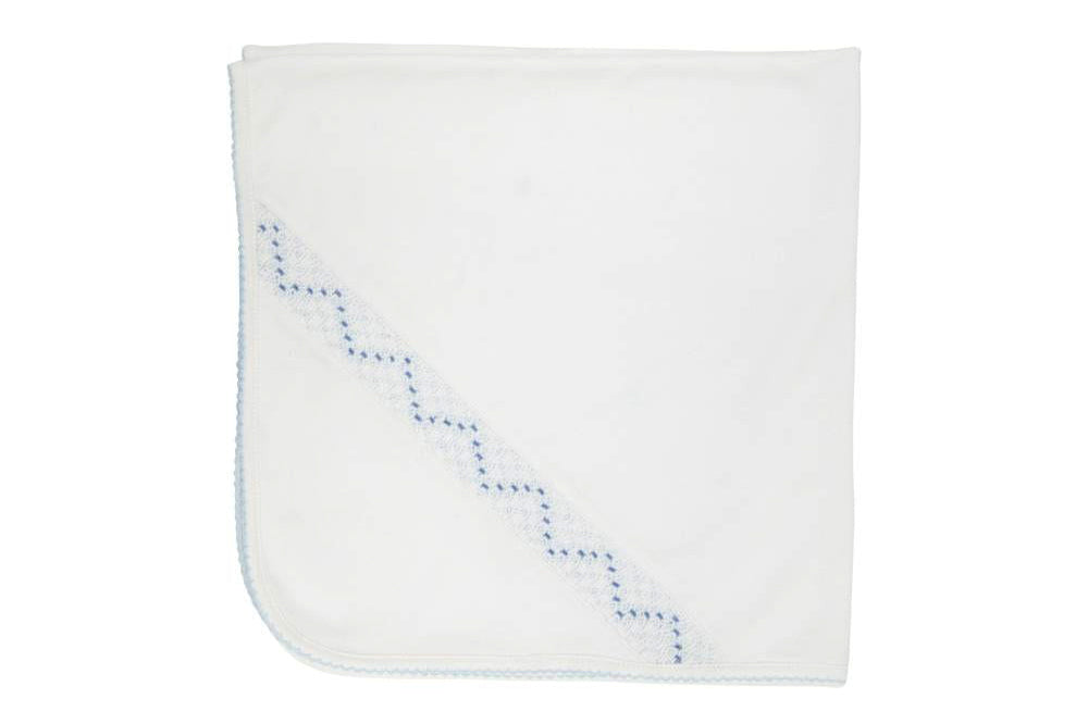 Blue Sweetly Smocked Blessing Blanket by The Beaufort Bonnet Company