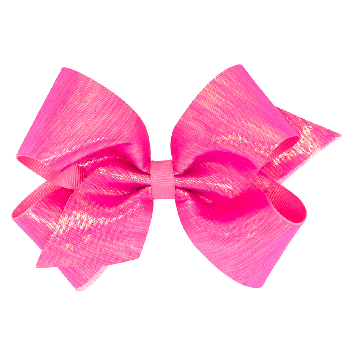 Hot Pink Sheer Iridescent and Grosgrain Overlay Bow by Wee Ones (2 Sizes)