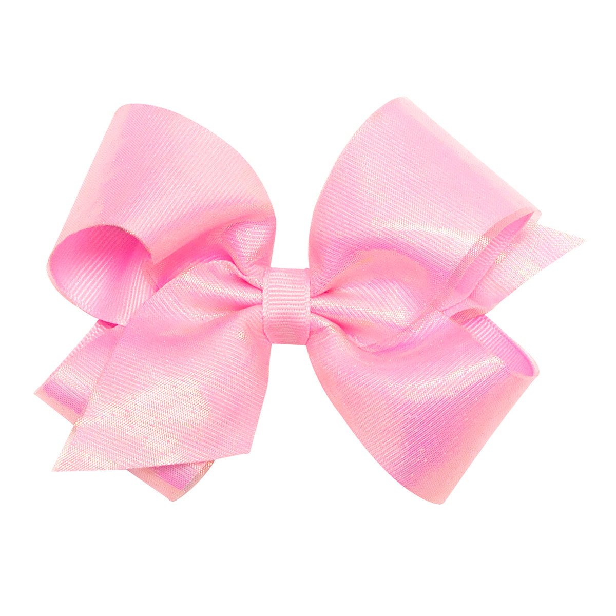 Pearl Pink Sheer Iridescent and Grosgrain Overlay Bow by Wee Ones (2 Sizes)