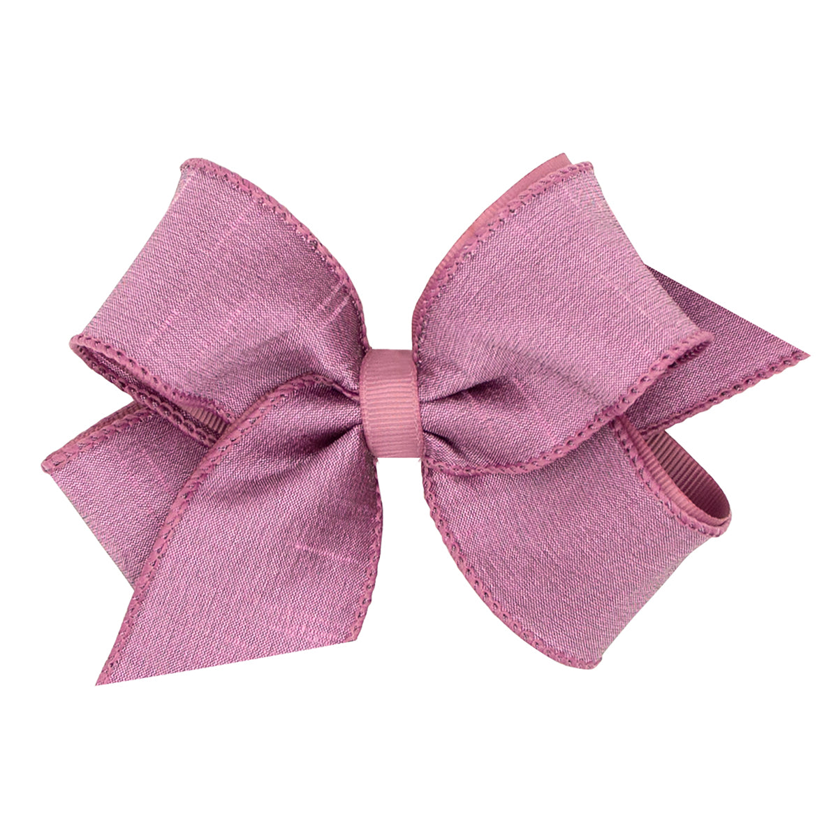 Mauve Jewel-Toned Dupioni Silk and Grosgrain Overlay Bow by Wee Ones (2 Sizes)