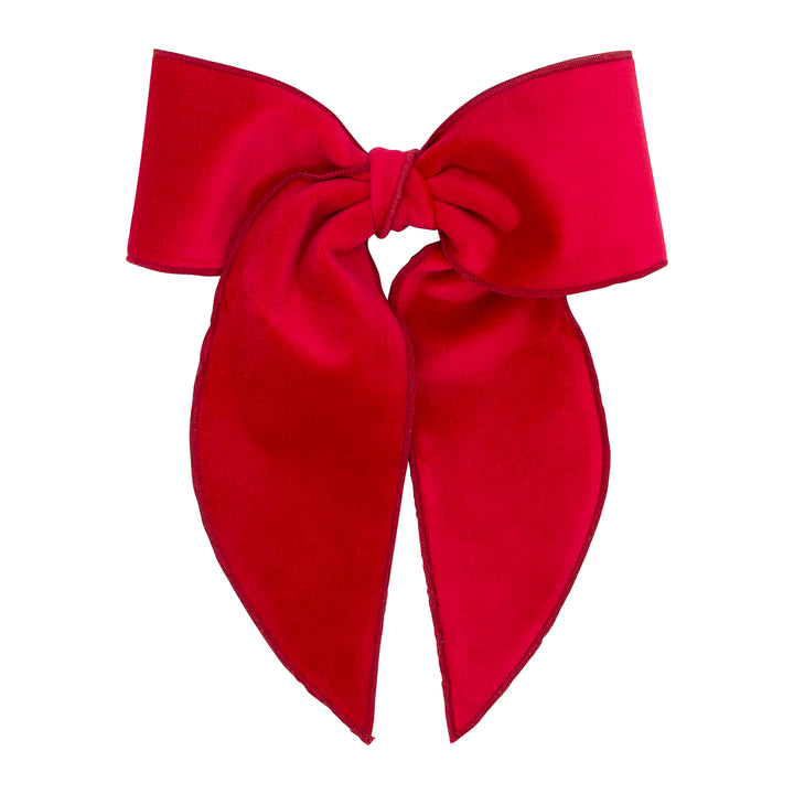 Cranberry Velvet Fabric Bow with Tails by Wee Ones (2 Sizes)