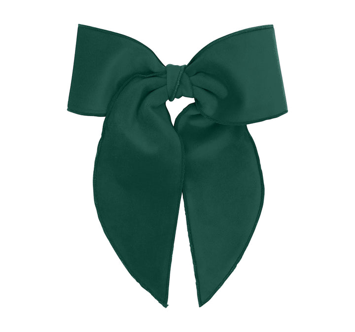 Forest Green Medium Velvet Fabric Bow with Tails Wee Ones