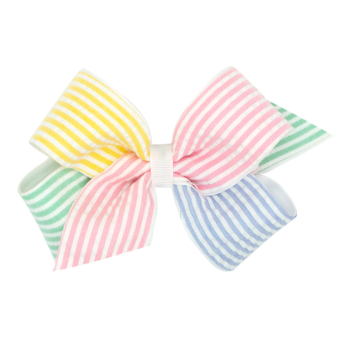 Wee Ones Color Block Seersucker and Grosgrain Overlay Bow - (Two Sizes)