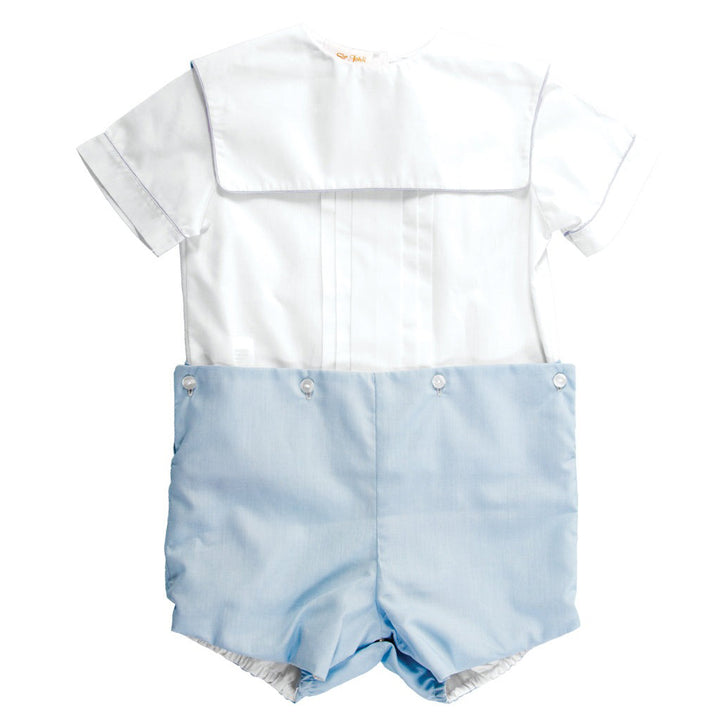 Rosalina Blue Button-On Short Set with Square Collar