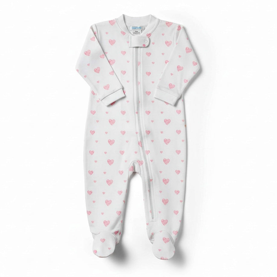 Amour Hearts Zipper Footie by Lyda Baby