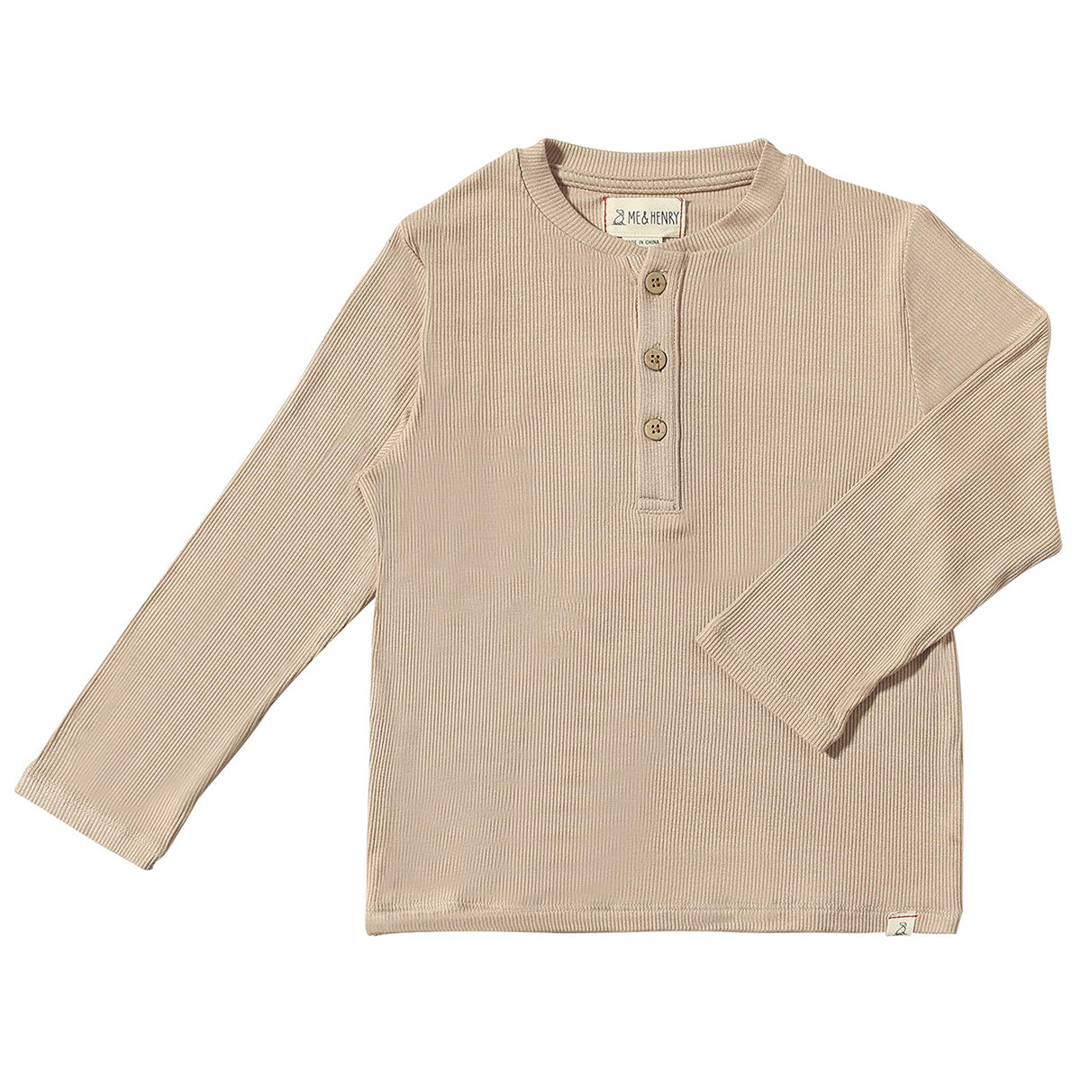 Beige Ribbed Adams Henley by Me & Henry