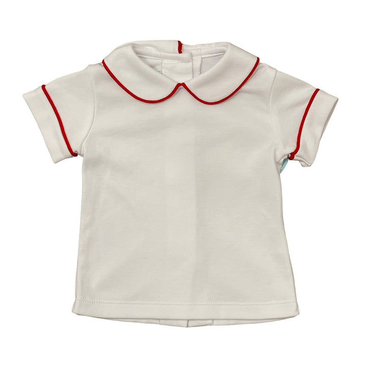 Zuccini Peter Pan Shirt - Red Trim on White Knit