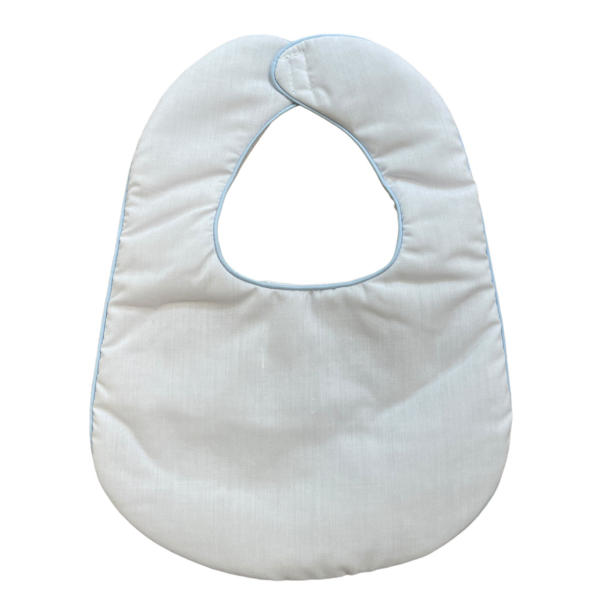 White Bib with Blue Trim by Rosalina