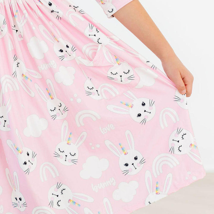 Bunny Love 3/4-Sleeve Pocket Twirl Dress by Mila & Rose