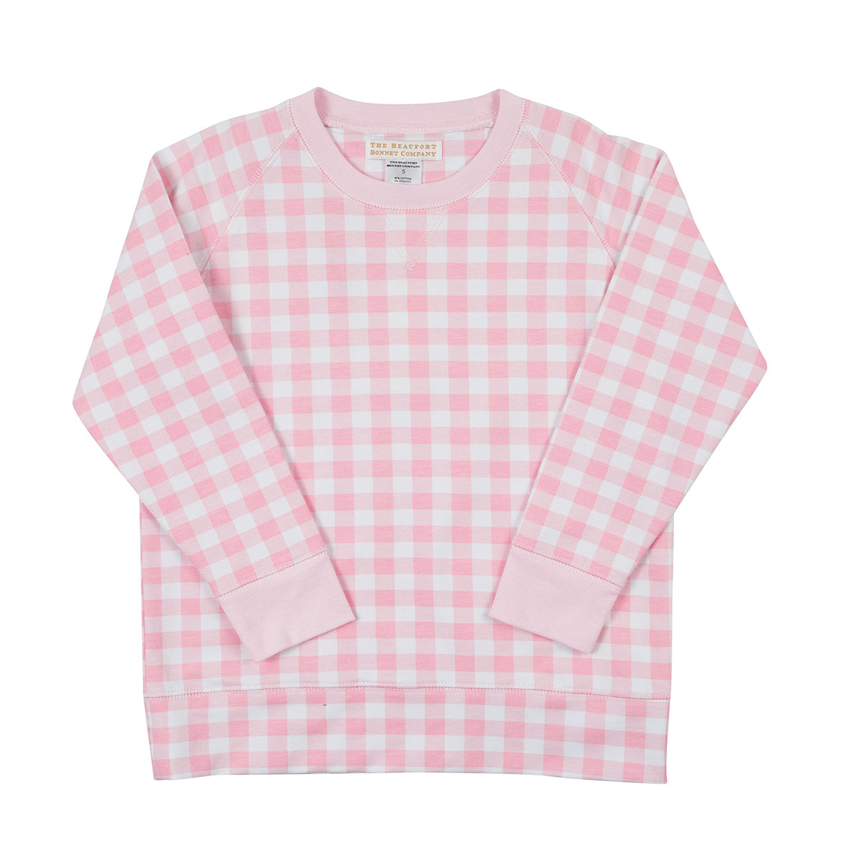 Cassidy Comfy Crewneck in Palm Beach Pink Gingham by The Beaufort Bonnet Company