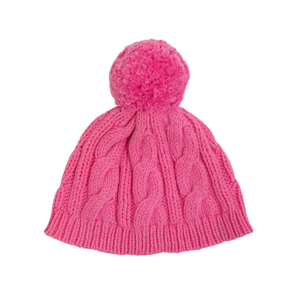 Collins Cable Knit Hat in Hamptons Hot Pink by The Beaufort Bonnet Company - Size 2-6