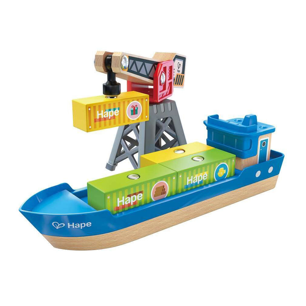 Cargo Ship & Crane by Hape (Age: 3+)