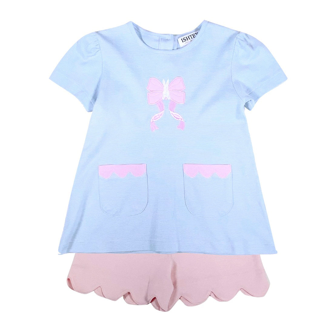 Easter Bunny Bow Girl's Short Set by Ishtex