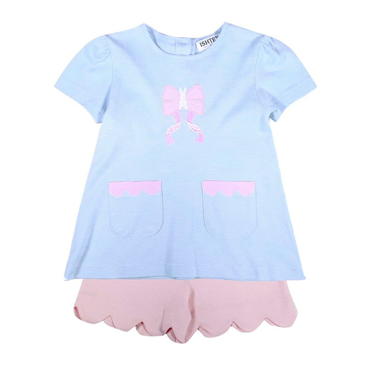 Easter Bunny Bow Girl's Short Set by Ishtex