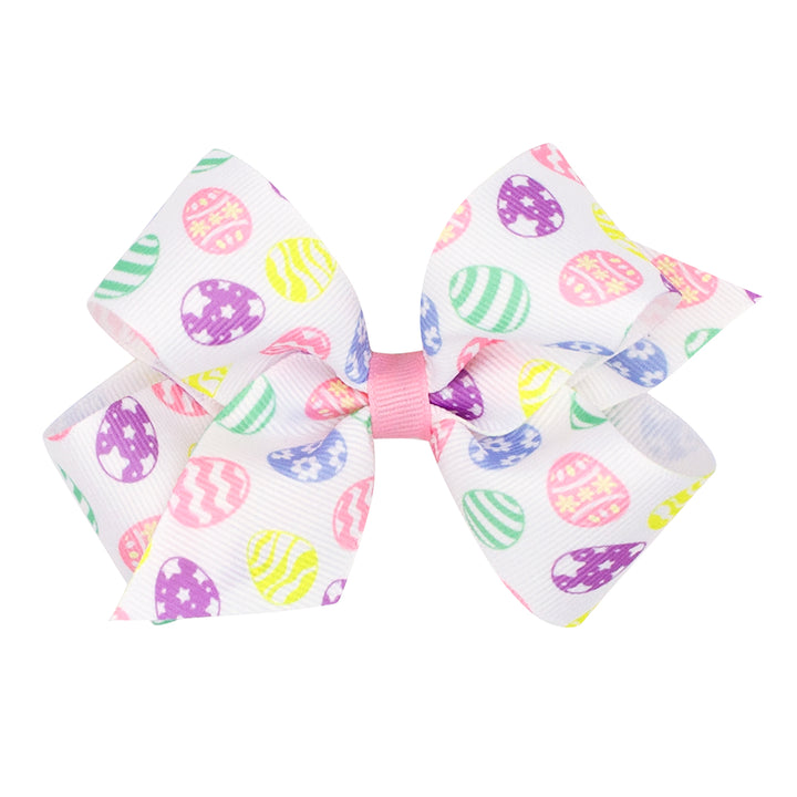 Easter Eggs Print Grosgrain Bow by Wee Ones (3 Sizes)