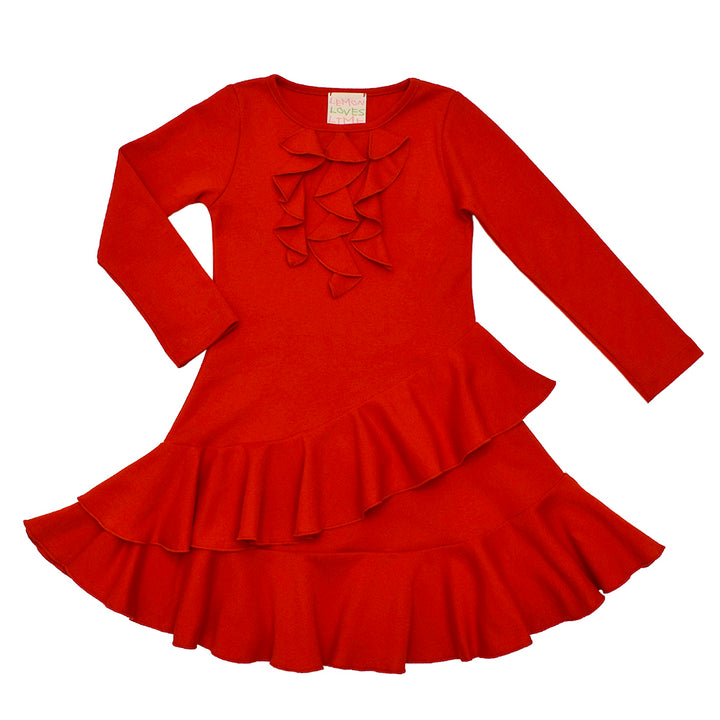 Lemon Loves Lime Red Elegant Cascade Dress