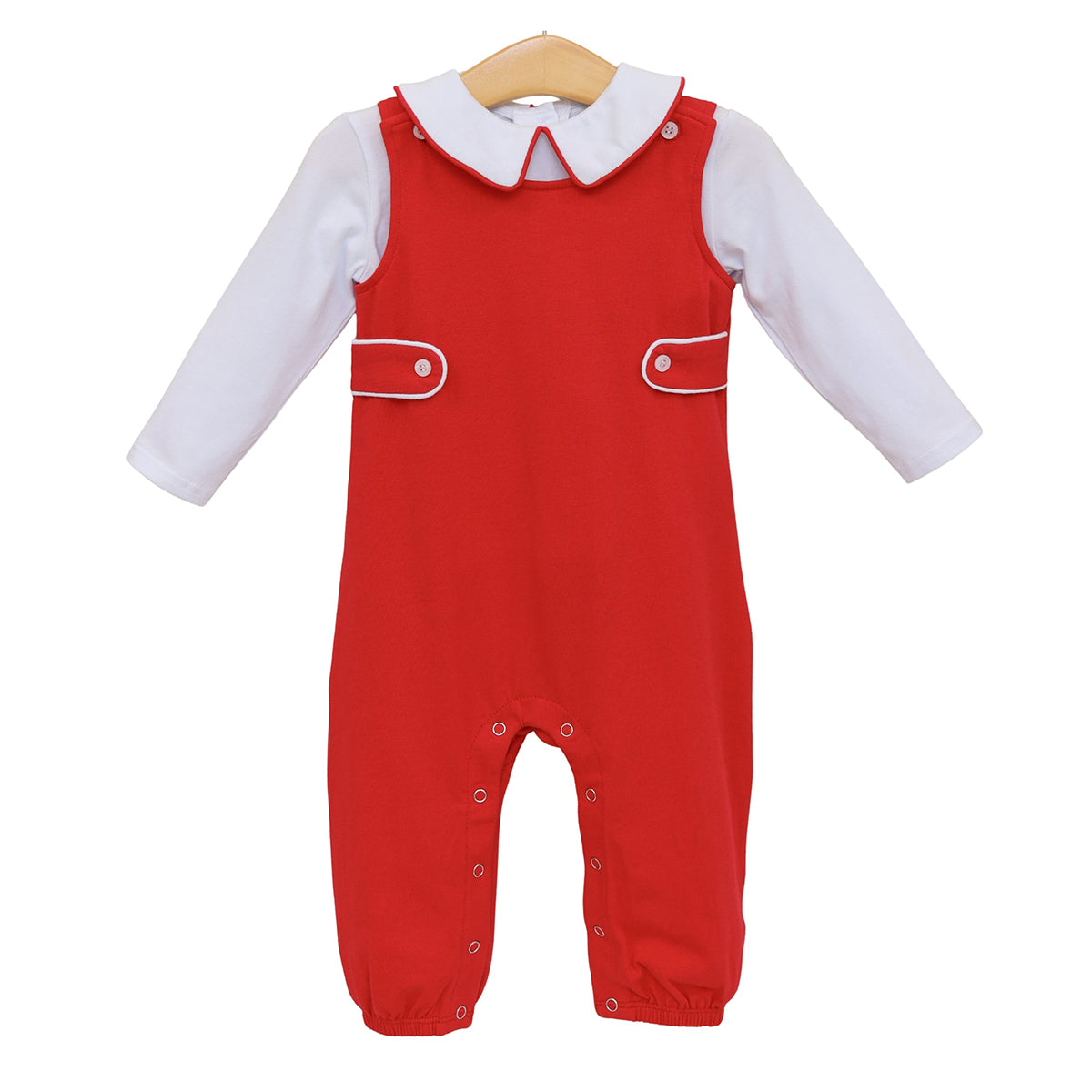 Red Elijah Jon-Jon Set with White Shirt by Trotter Street Kids