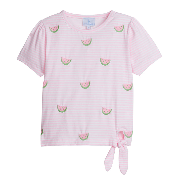 Little English Watermelon Embroidered Tie-Tee