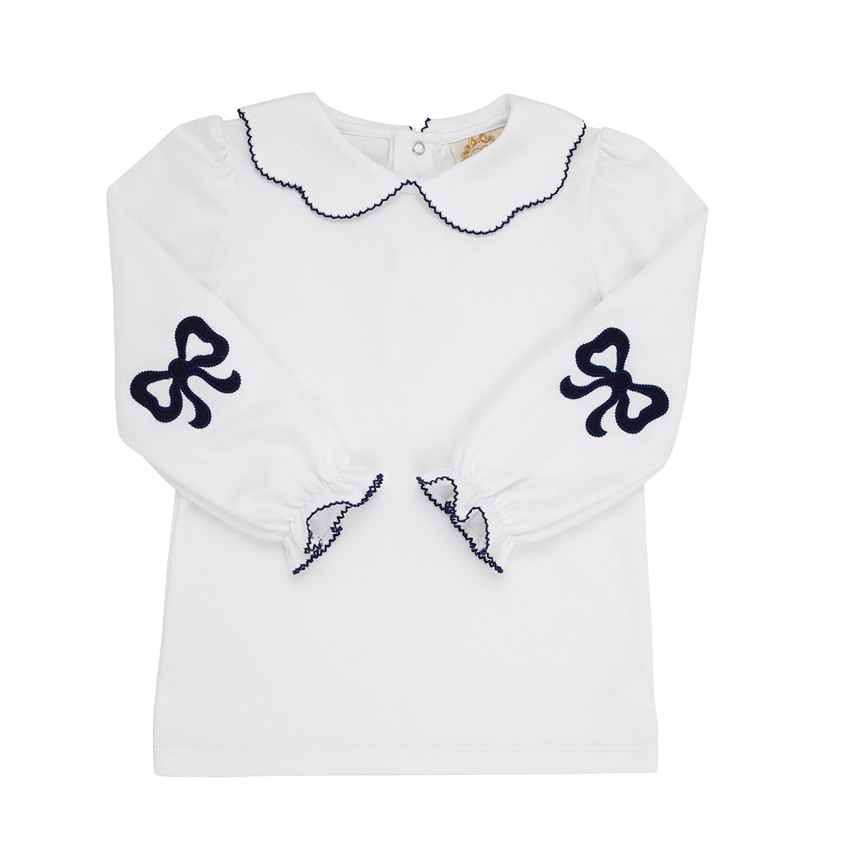 White / Navy Emma's Elbow Patch Top by The Beaufort Bonnet Company