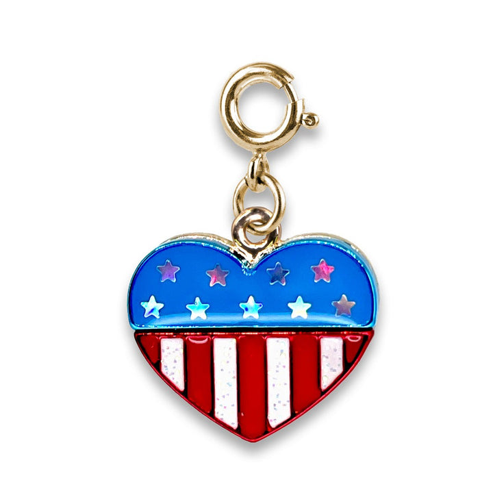 Gold Glitter Flag Heart Charm by Charm It!