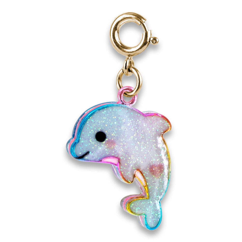 Gold Glitter Dolphin Charm by Charm It!